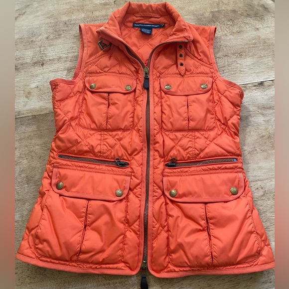 Polo Ralph Lauren Jackets & Blazers - Ralph Lauren Sport Women’s Size Large Orange Quilted Full Zip Vest